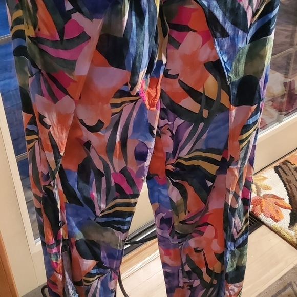Kona Sole Tie Front Cover Slit Sides Colorful Sz. M Pants Beach Cover-up - Picture 5 of 14